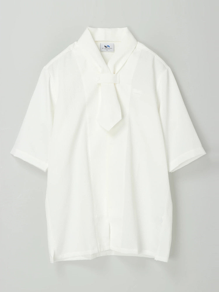 【アウトレット】2065　兼用五分袖カフェコート（タイ付き）