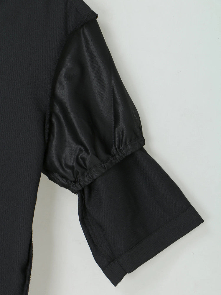 【アウトレット】2065　兼用五分袖カフェコート（タイ付き）