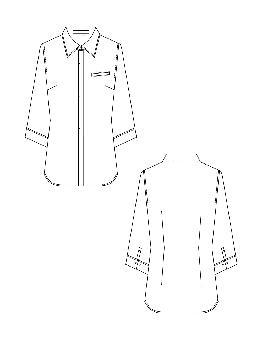 1599　レディス七分袖シャツ