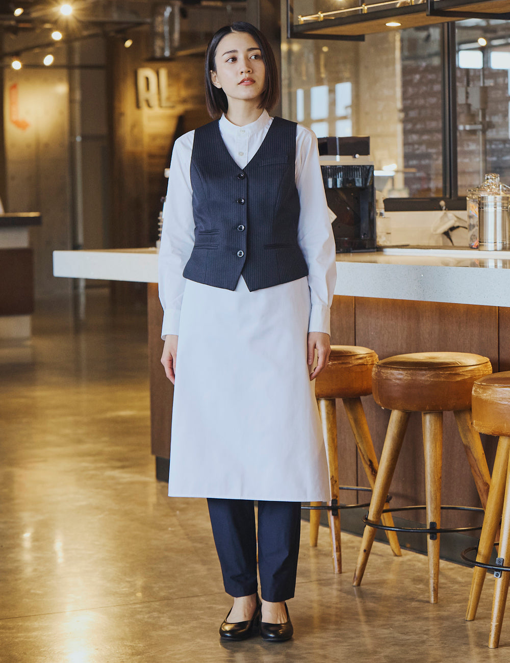 1705　整衣　レディスバンドカラーシャツ