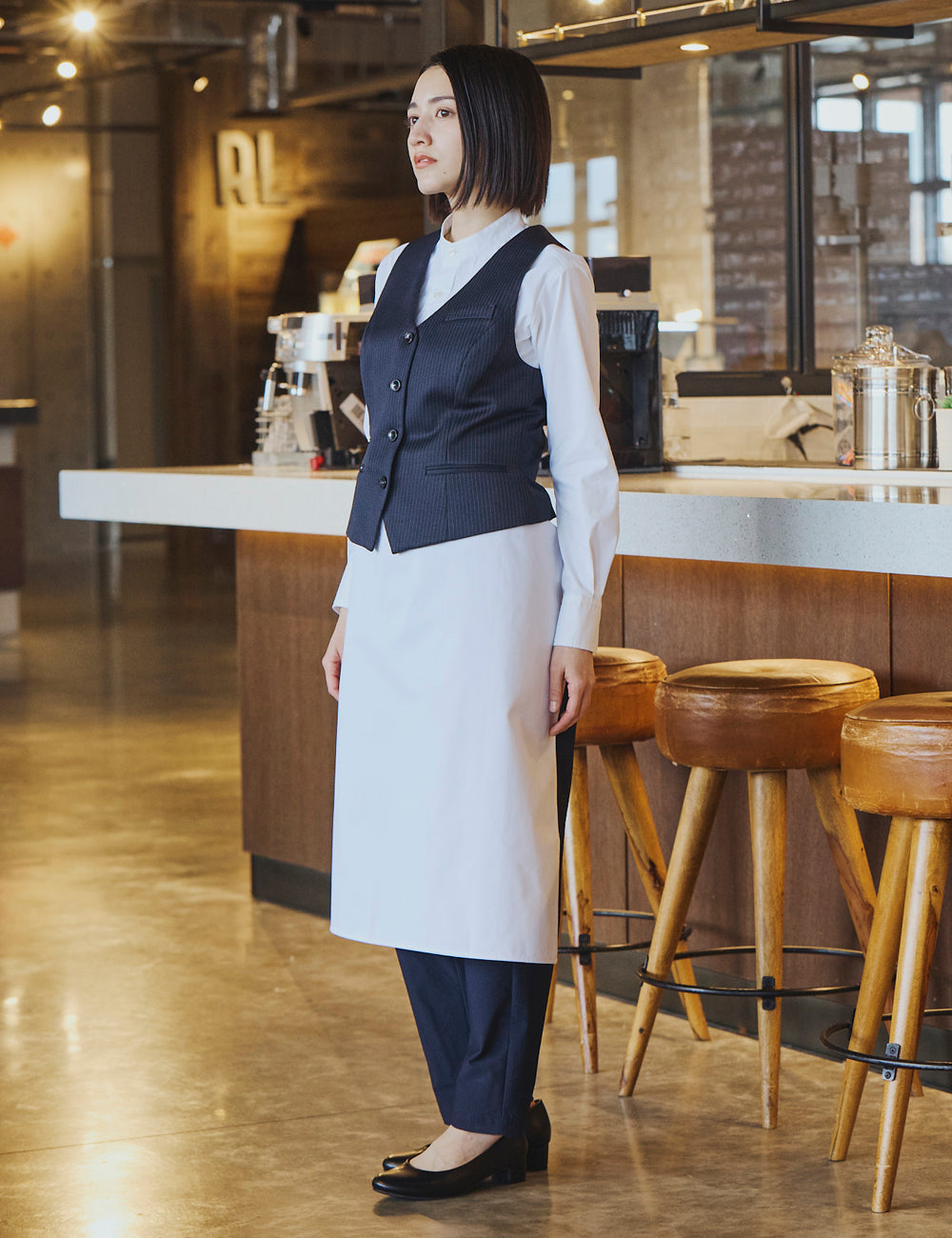 1705　整衣　レディスバンドカラーシャツ