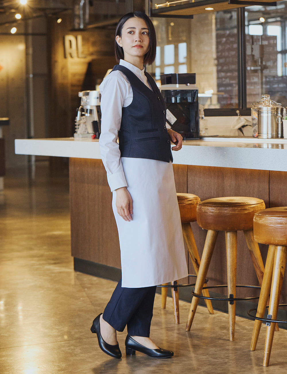 1705　整衣　レディスバンドカラーシャツ