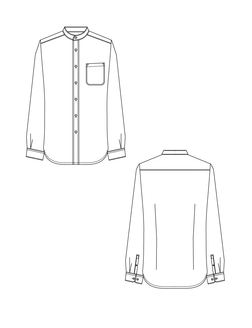 1706　整衣　メンズバンドカラーシャツ