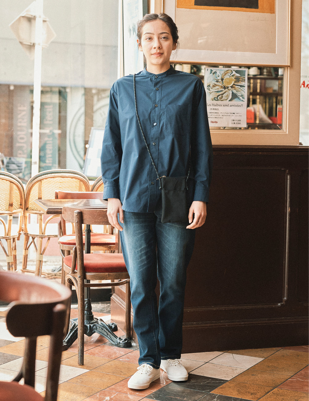 1707　兼用リラックスバンドカラーシャツ