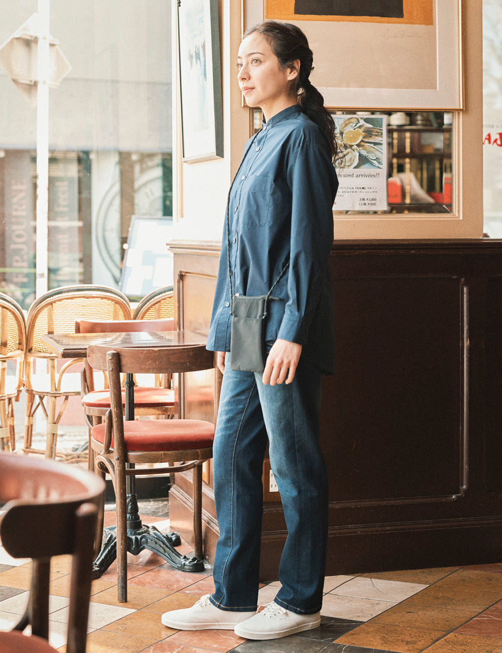 1707　兼用リラックスバンドカラーシャツ