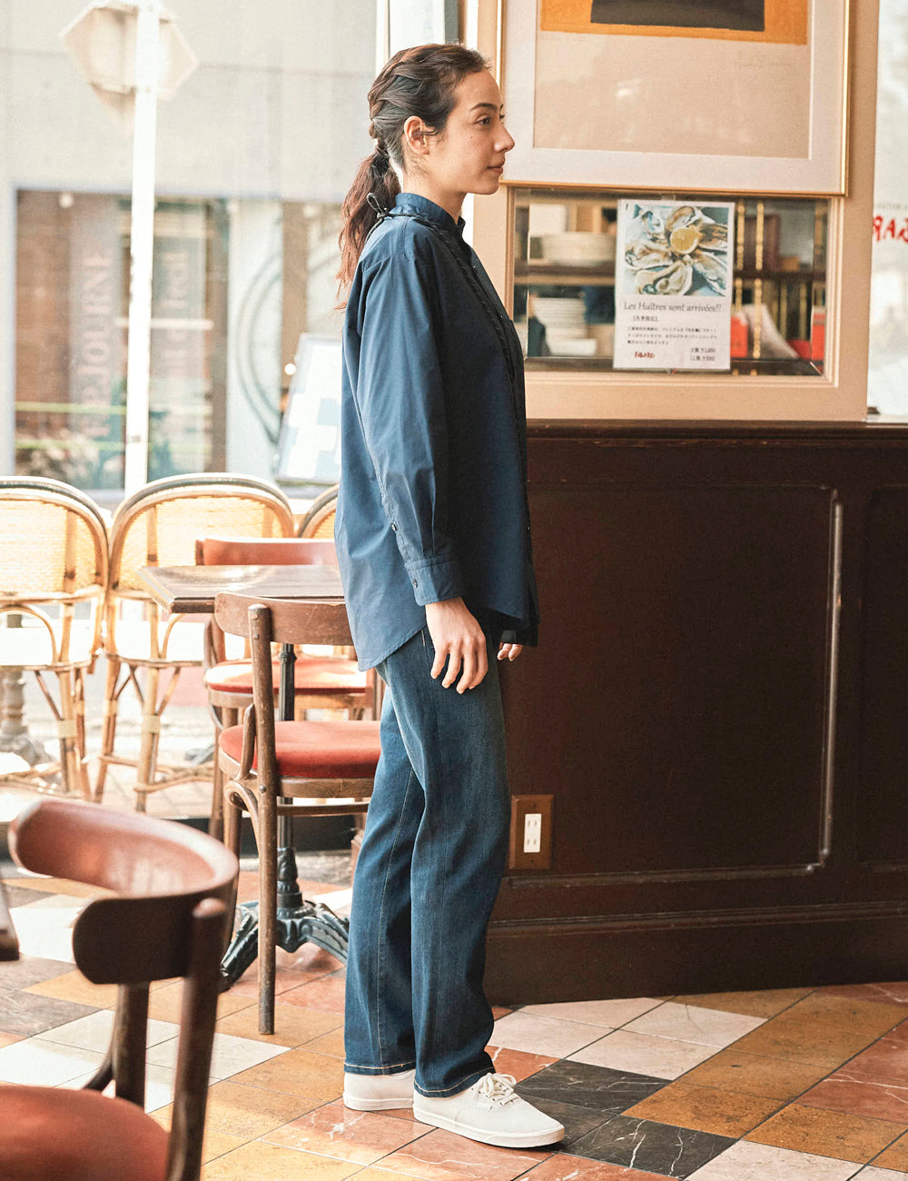 1707　兼用リラックスバンドカラーシャツ