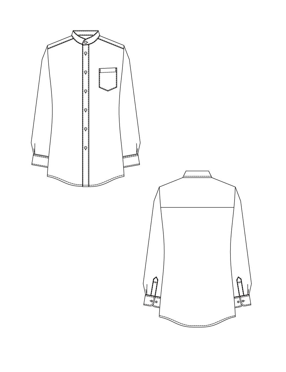 1707　兼用リラックスバンドカラーシャツ