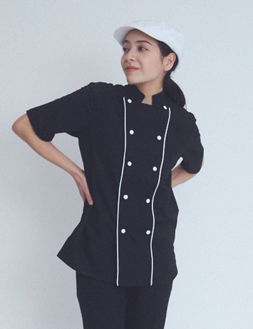 2077　兼用 ZERO 半袖コックコート