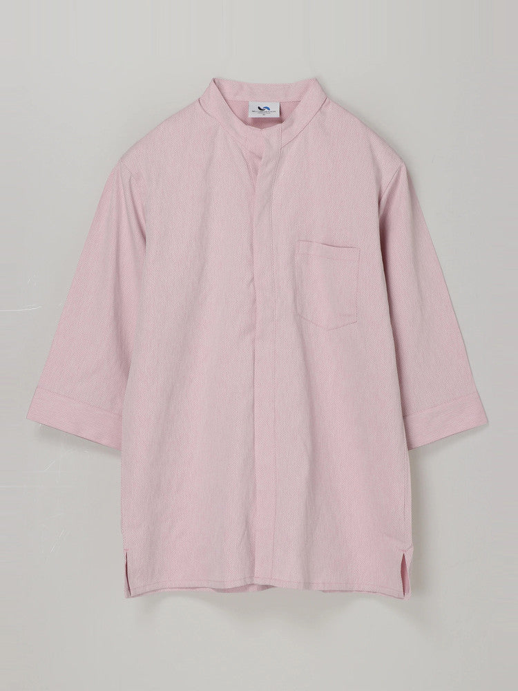 【アウトレット】1682　兼用七分袖バンドカラーシャツ