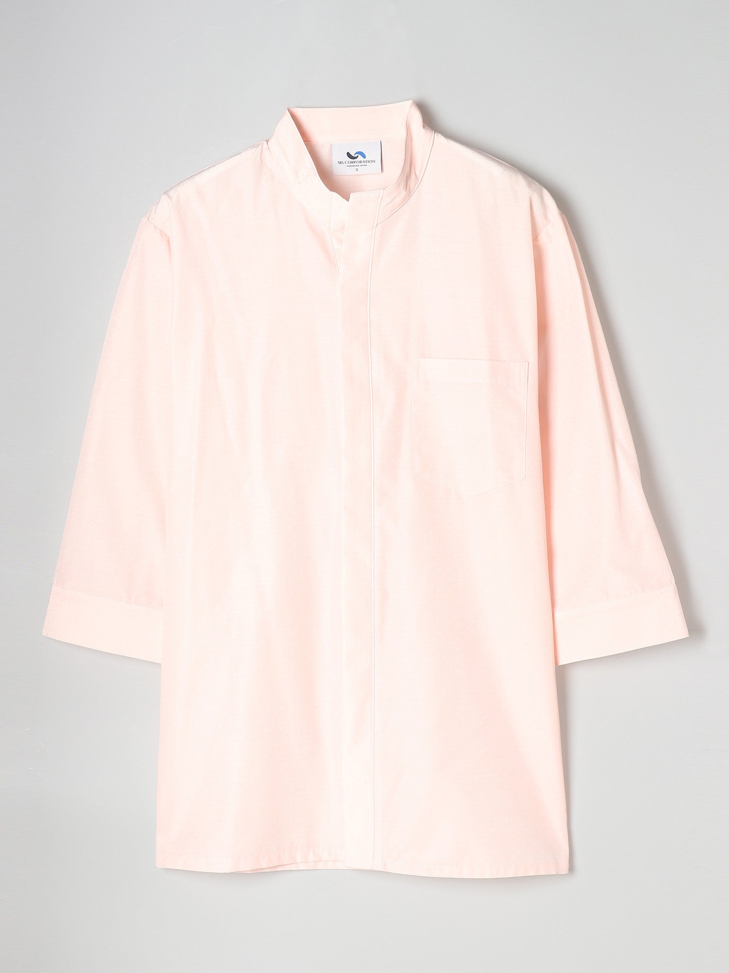 【アウトレット】1684　兼用七分袖バンドカラーシャツ