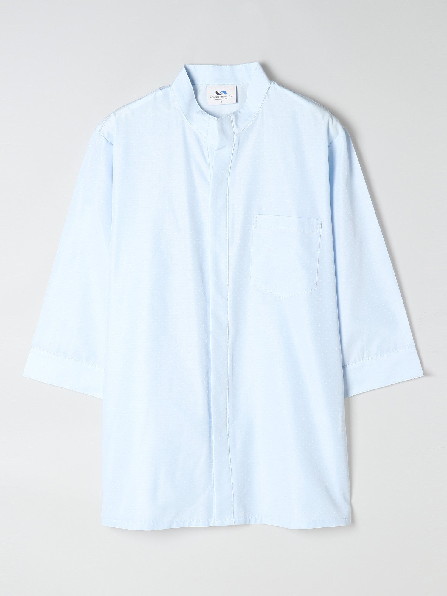 【アウトレット】1684　兼用七分袖バンドカラーシャツ