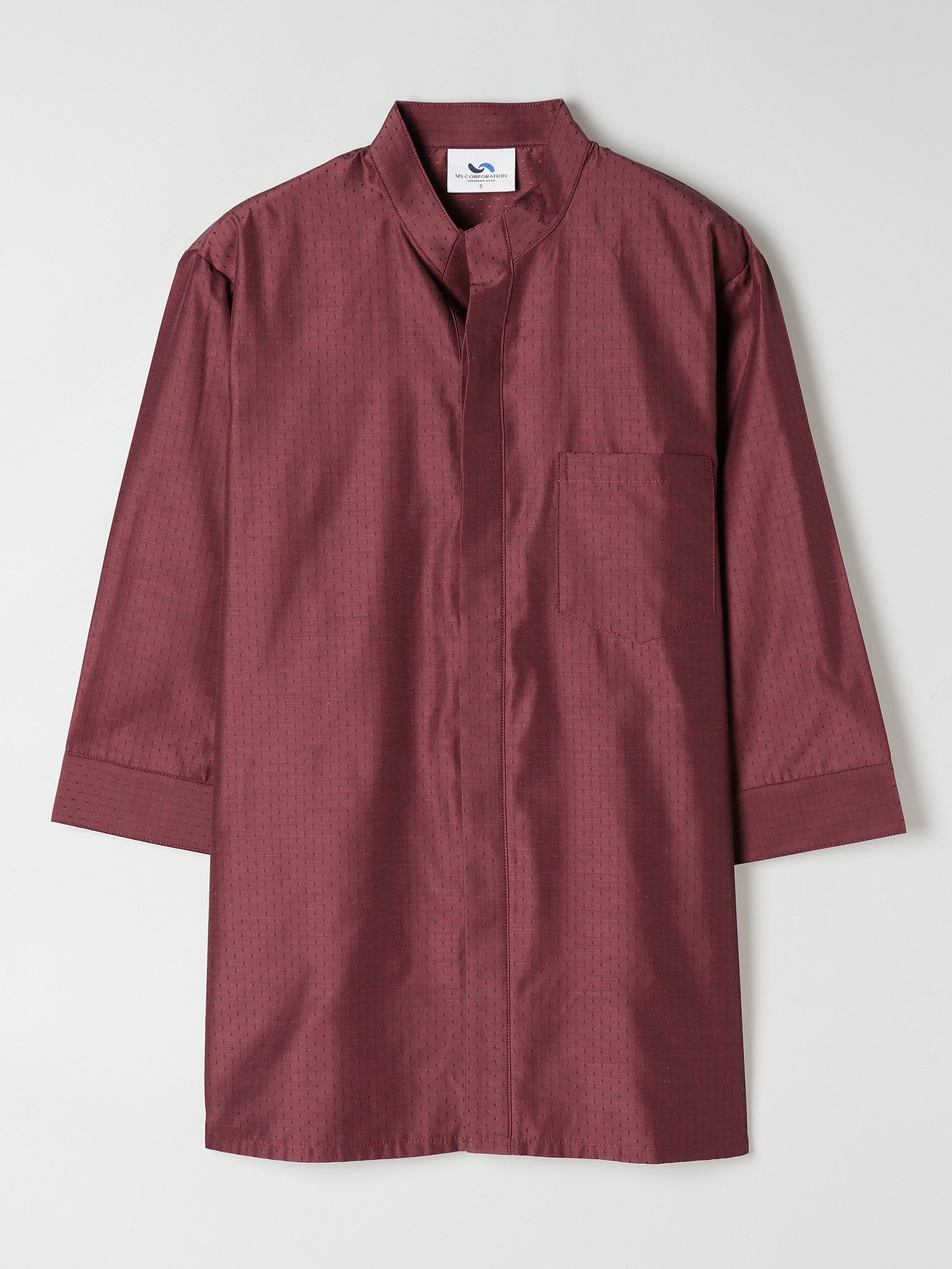 【アウトレット】1684　兼用七分袖バンドカラーシャツ