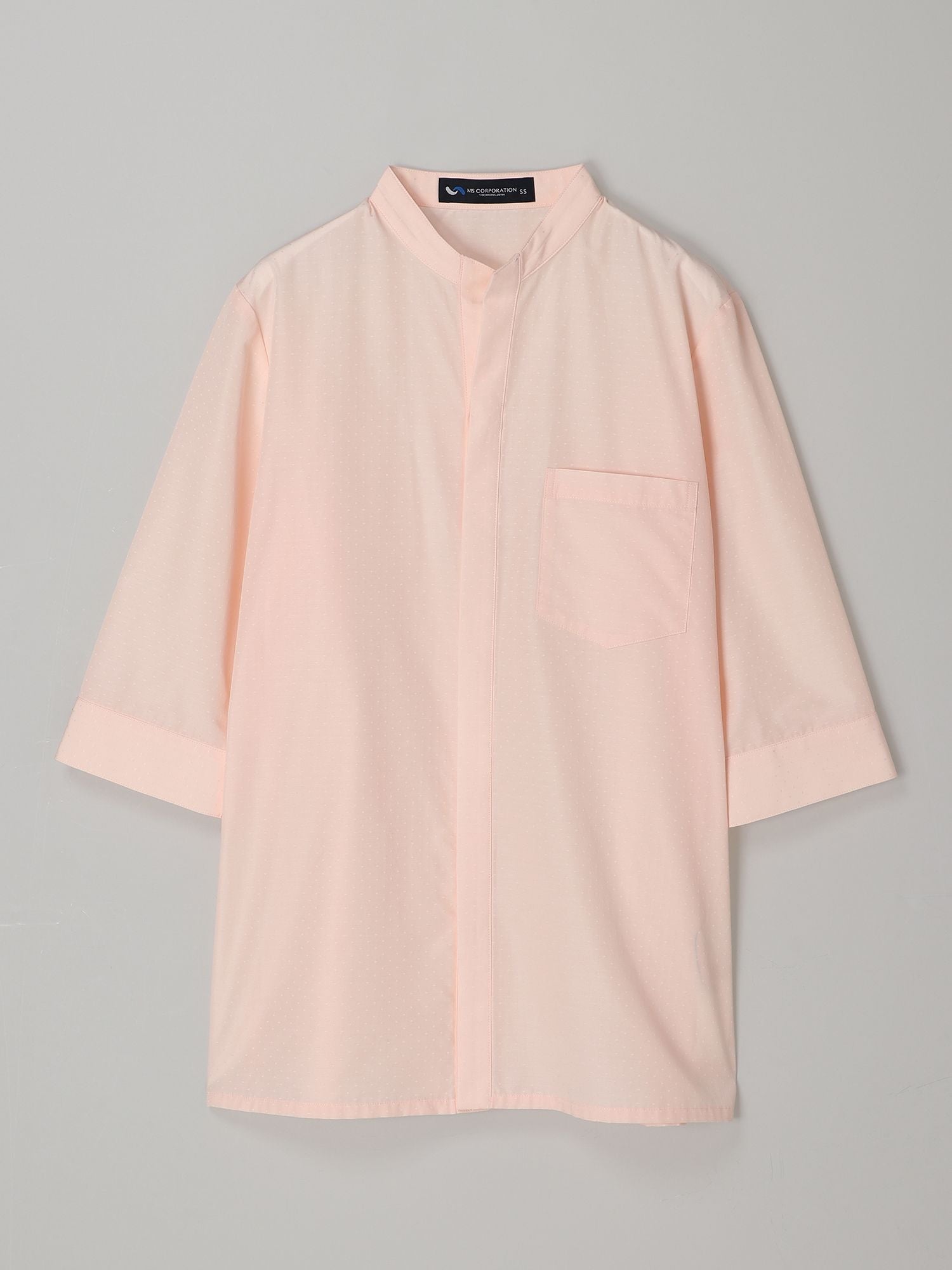 【アウトレット】1684　兼用七分袖バンドカラーシャツ