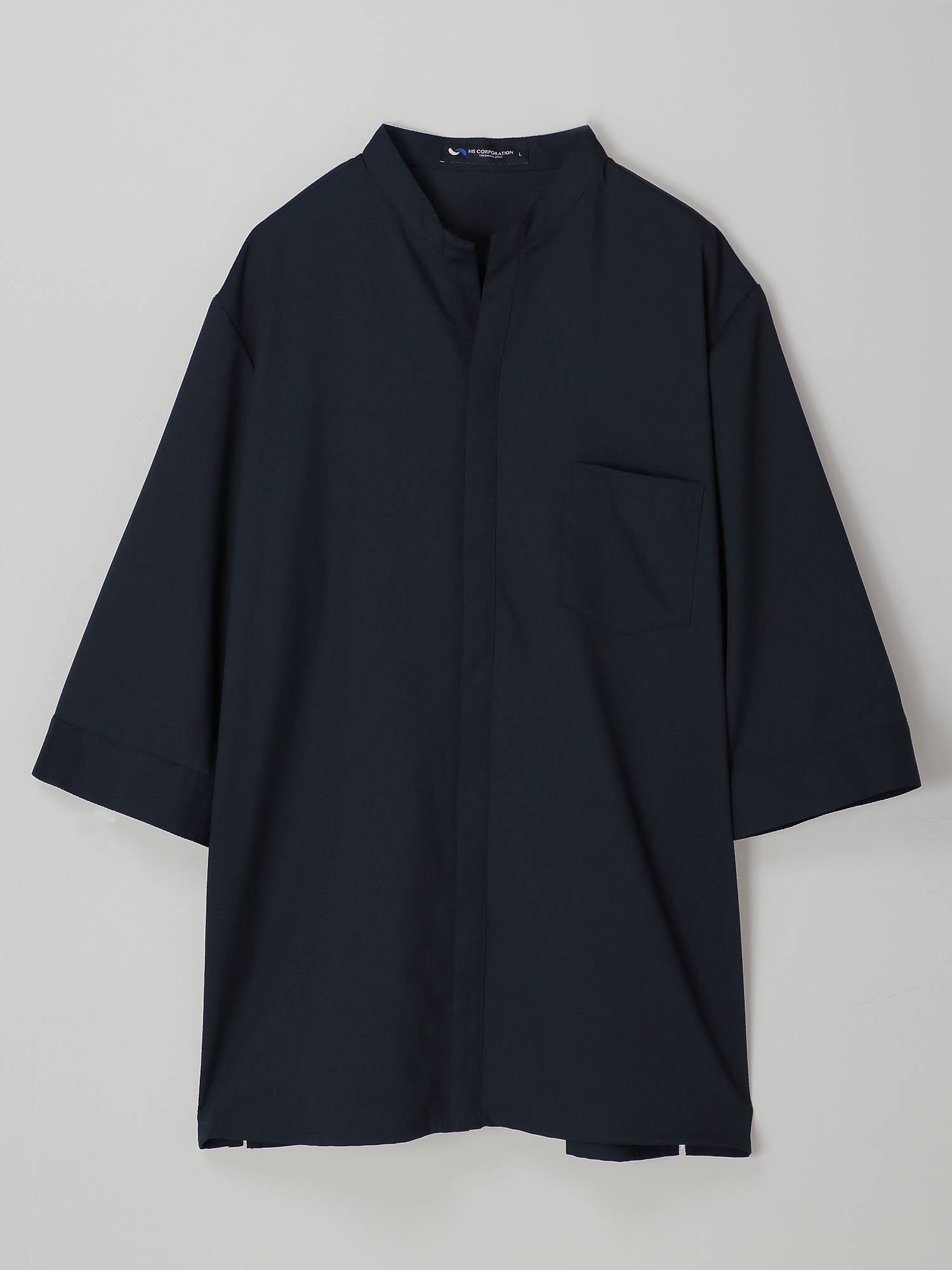 【アウトレット】1682　兼用七分袖バンドカラーシャツ