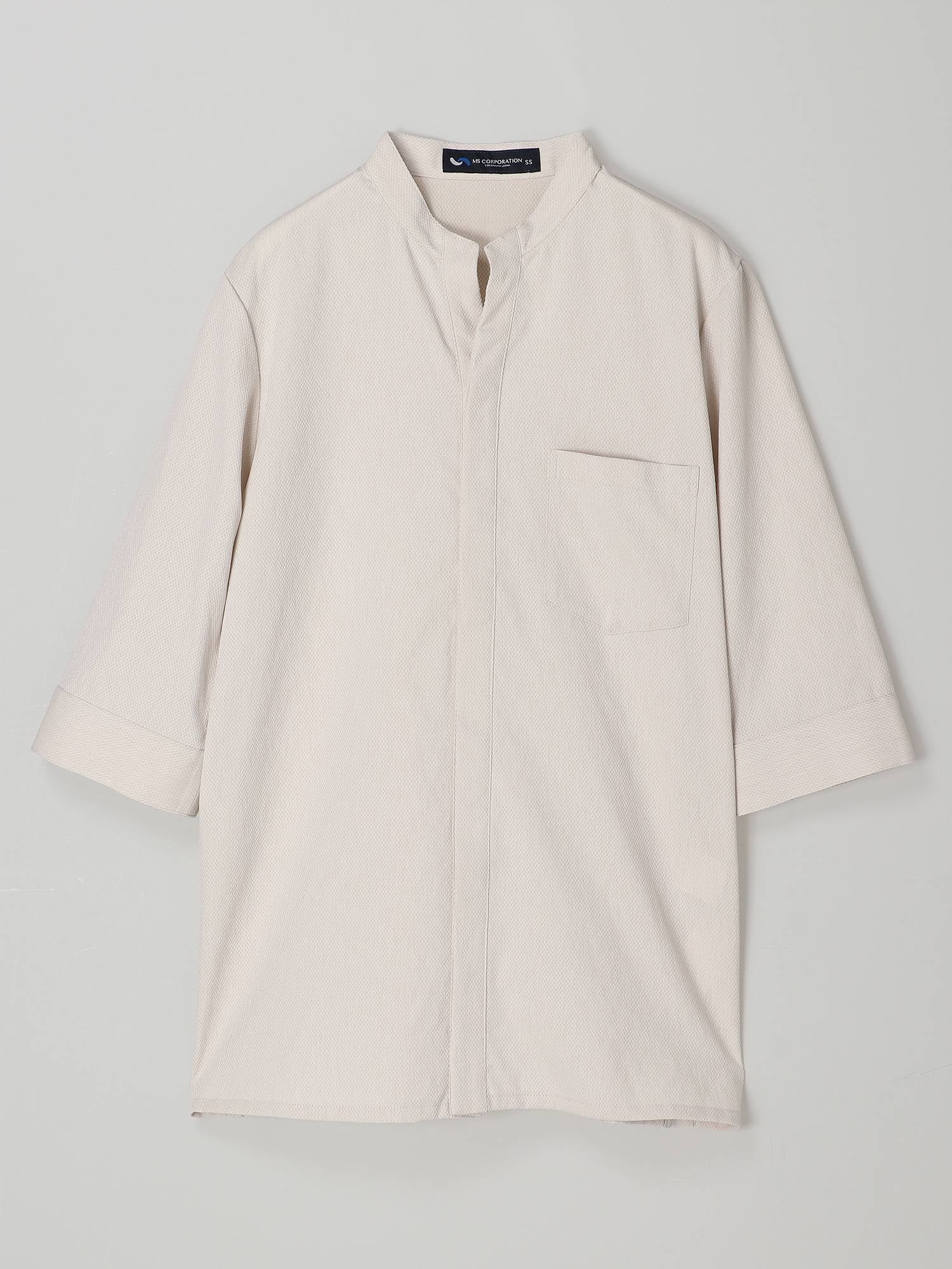 【アウトレット】1682　兼用七分袖バンドカラーシャツ