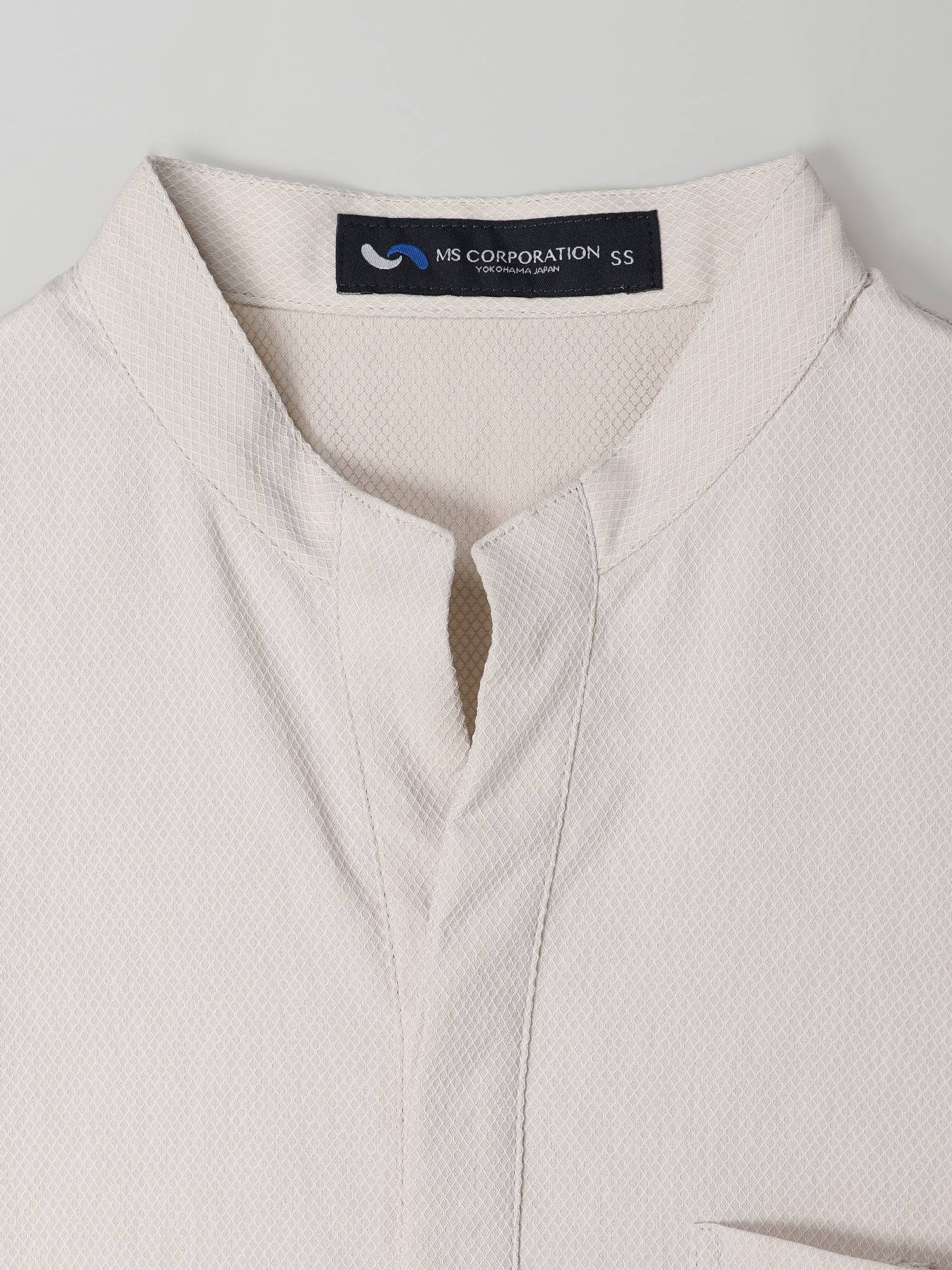 【アウトレット】1682　兼用七分袖バンドカラーシャツ